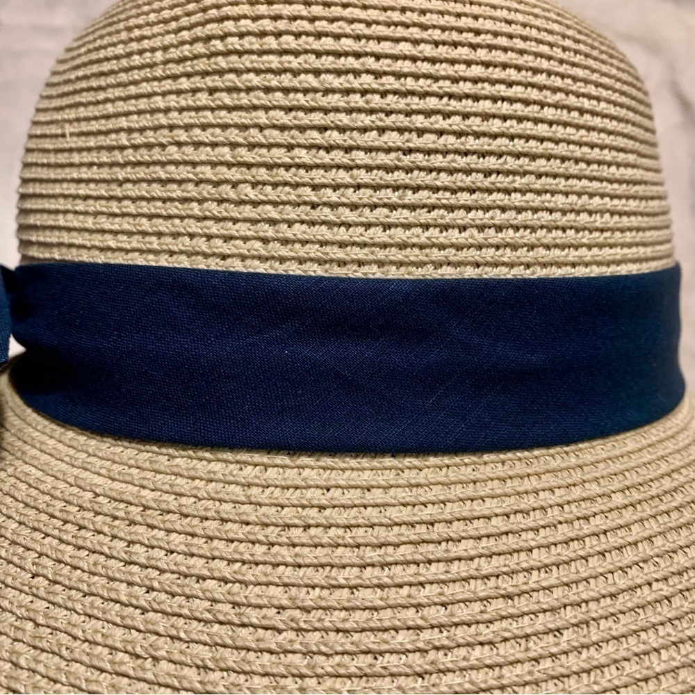 NEW Furtalk Straw Hat Navy Blue Bow Adjustable Size Detachable Chin Strap Paper - Picture 7 of 16